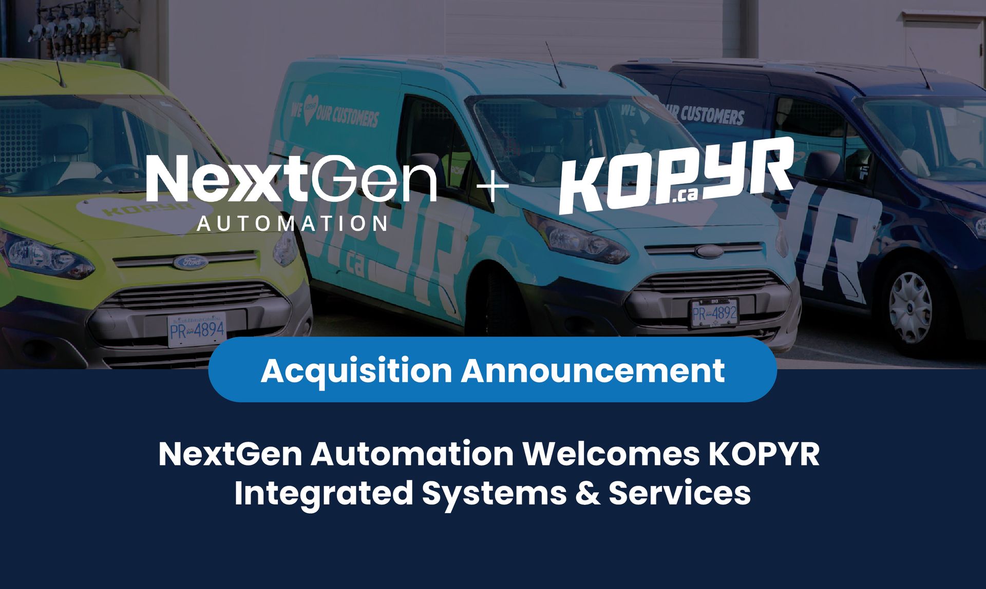 NextGen Automation and KOPYR Integrated Systems & Services announcement graphic